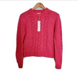 NWT WOVEN HEART Open Stitch Hot Pink Sweater